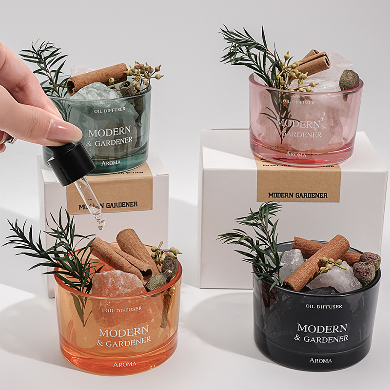 Fragrance Oil Set - Huishoudelijke vuurloze kristallen aromatherapie-ornamentset met diffuserstenen