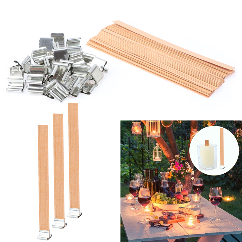 Wooden Wick Candle - 10Set 13Cm Houten Kaarsen Lont Met