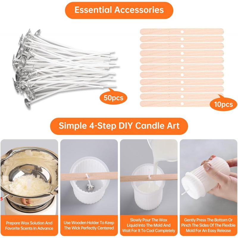 8-delige siliconen kaarsenvorm - Wooden Wick Candle recensie en prijs